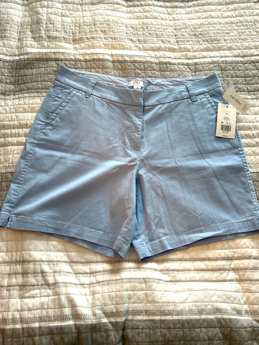 crown & ivy Light Blue Tailored Chino Shorts